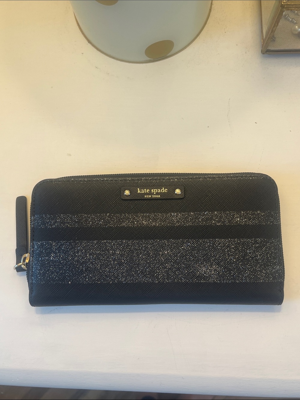 kate spade Black Wallet with Sparkle Zip-Around wallet